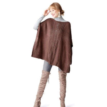 Caron Lace Panel Knit Poncho Single Size