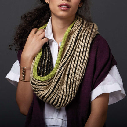 Caron Knit Shadow Cowl With Accent Trim Single Size