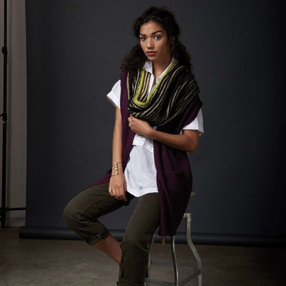 Caron Knit Shadow Cowl With Accent Trim Single Size