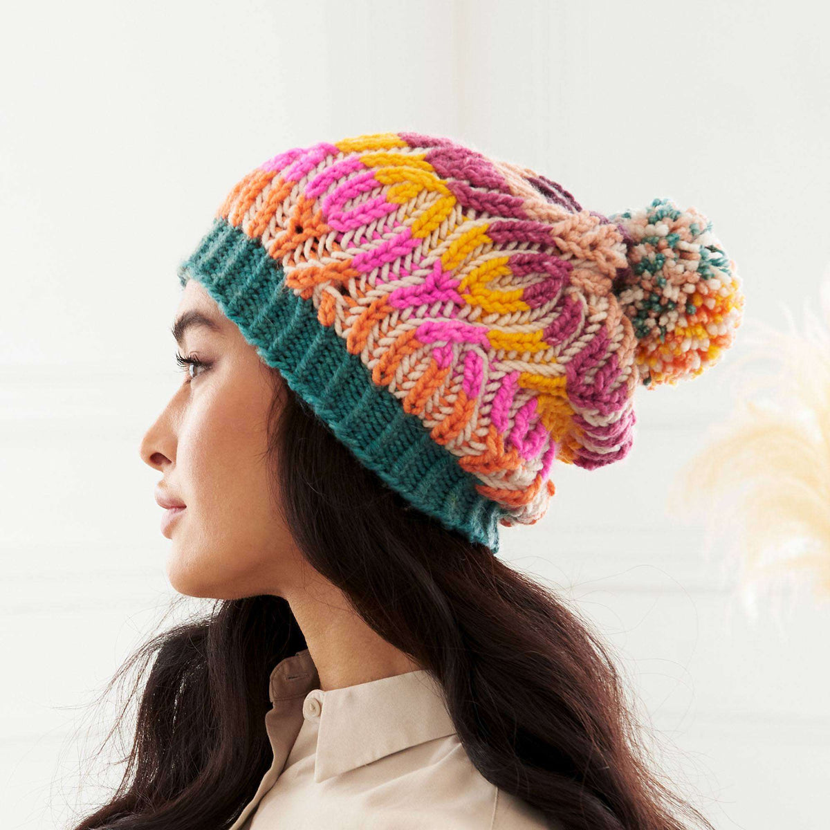 Knit Hat made in Caron Colorama O'Go yarn