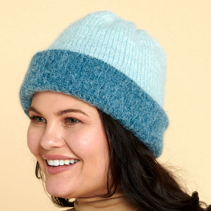Caron Inside Out Knit Beanie Knit Beanie made in Caron Colorama Halo Perfect Phasing Yarn