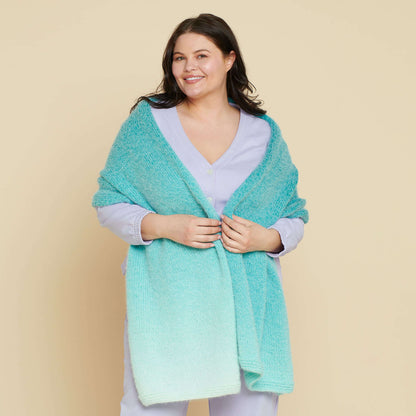 Caron Simple Knit Ombre Blanket Scarf Knit Scarf made in Caron Colorama Halo Perfect Phasing Yarn