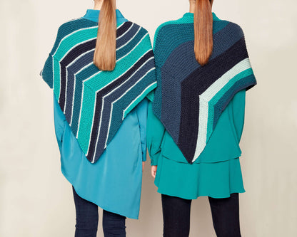Caron X Pantone Asymmetrical Striped Knit Shawl Version 2