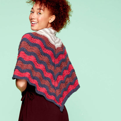 Caron X Pantone Old Shale Striped Knit Shawl Single Size