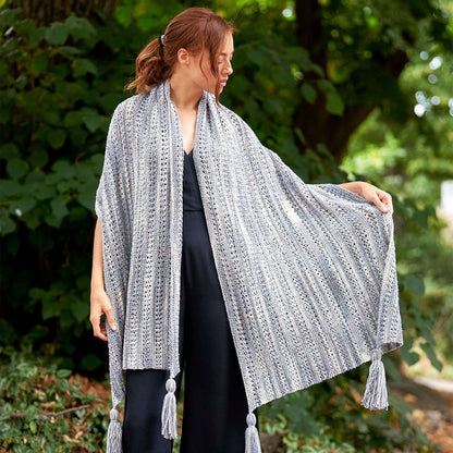 Caron Eyelet Stripes Knit Shawl Single Size