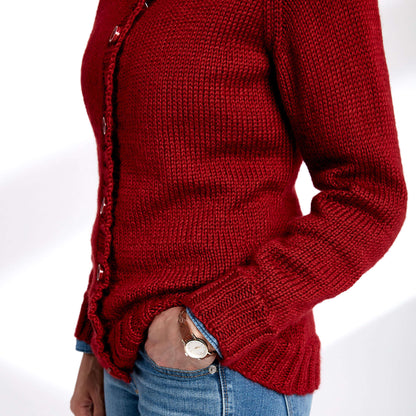 Caron Adult Knit Crew Neck Cardigan XS/S