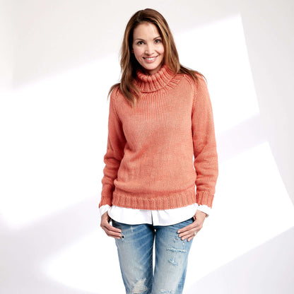 Caron Adult Knit Turtle Neck Pullover Persimmon