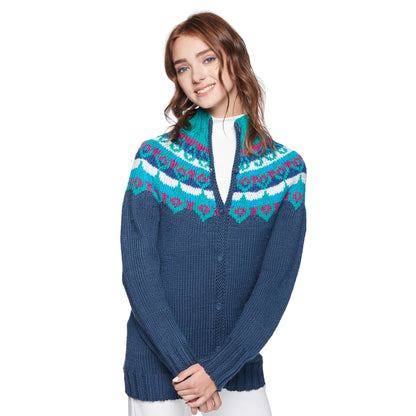 Caron X Pantone Fair Isle Knit Yoke Cardigan 2/3XL
