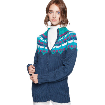 Caron X Pantone Fair Isle Knit Yoke Cardigan 2/3XL
