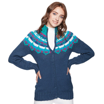 Caron X Pantone Fair Isle Knit Yoke Cardigan 2/3XL