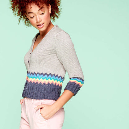 Caron X Pantone Knit Chevron Trim Cardigan Version 2