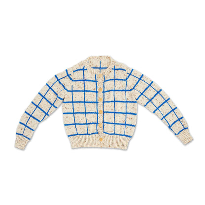 Caron Knit Windowpane Cardigan Knit Sweater made in Caron Simply Soft Tweeds yarn