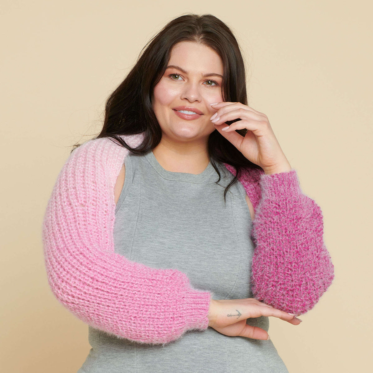 Knit Shrug made in Caron Colorama Halo Perfect Phasing Yarn