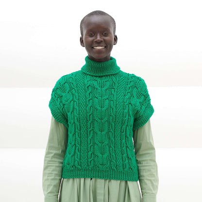 Caron Cable Mix Knit Turtleneck Vest M