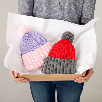 Caron Color Dip Knit Child's Hat Candy Pink/Orchid