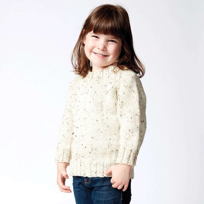 Caron Child's Knit Crew Neck Pullover Off-White
