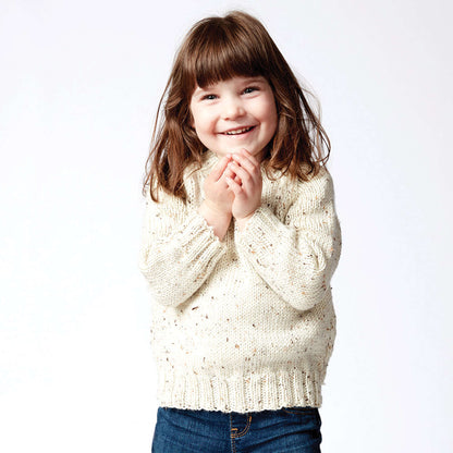 Caron Child's Knit Crew Neck Pullover Off-White