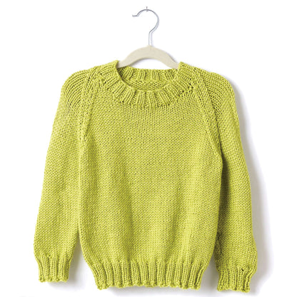 Caron Child's Knit Crew Neck Pullover Chartreuse
