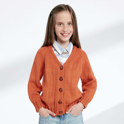 Caron Child's Knit V-Neck Cardigan Size 10