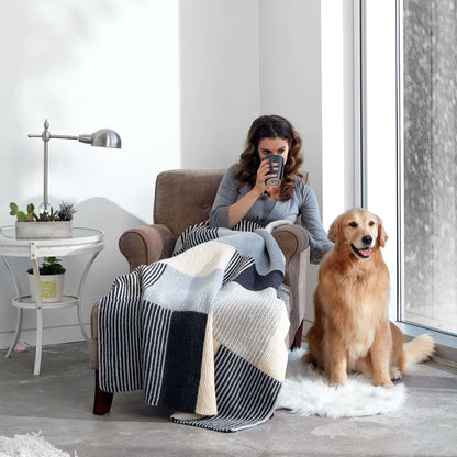 Caron Essential Stripes Knit Blanket Single Size