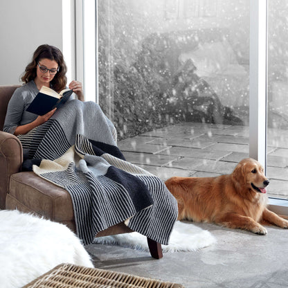 Caron Essential Stripes Knit Blanket Single Size
