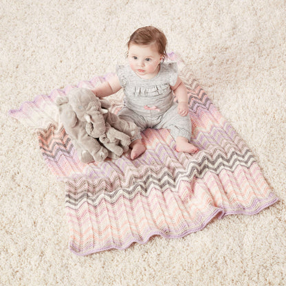 Caron Shaded Chevrons Knit Baby Blanket Single Size