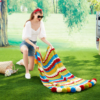Caron Cheerful Ripple Knit Blanket Single Size