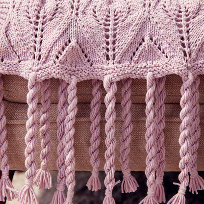 Caron Tasseled Lace Knit Blanket Single Size