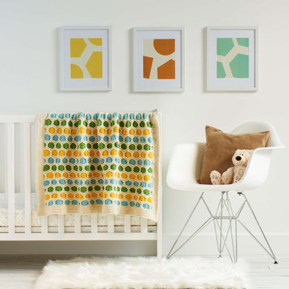 Caron Honeycomb Stripes Knit Baby Blanket Knit Blanket made in Caron One Pound yarn