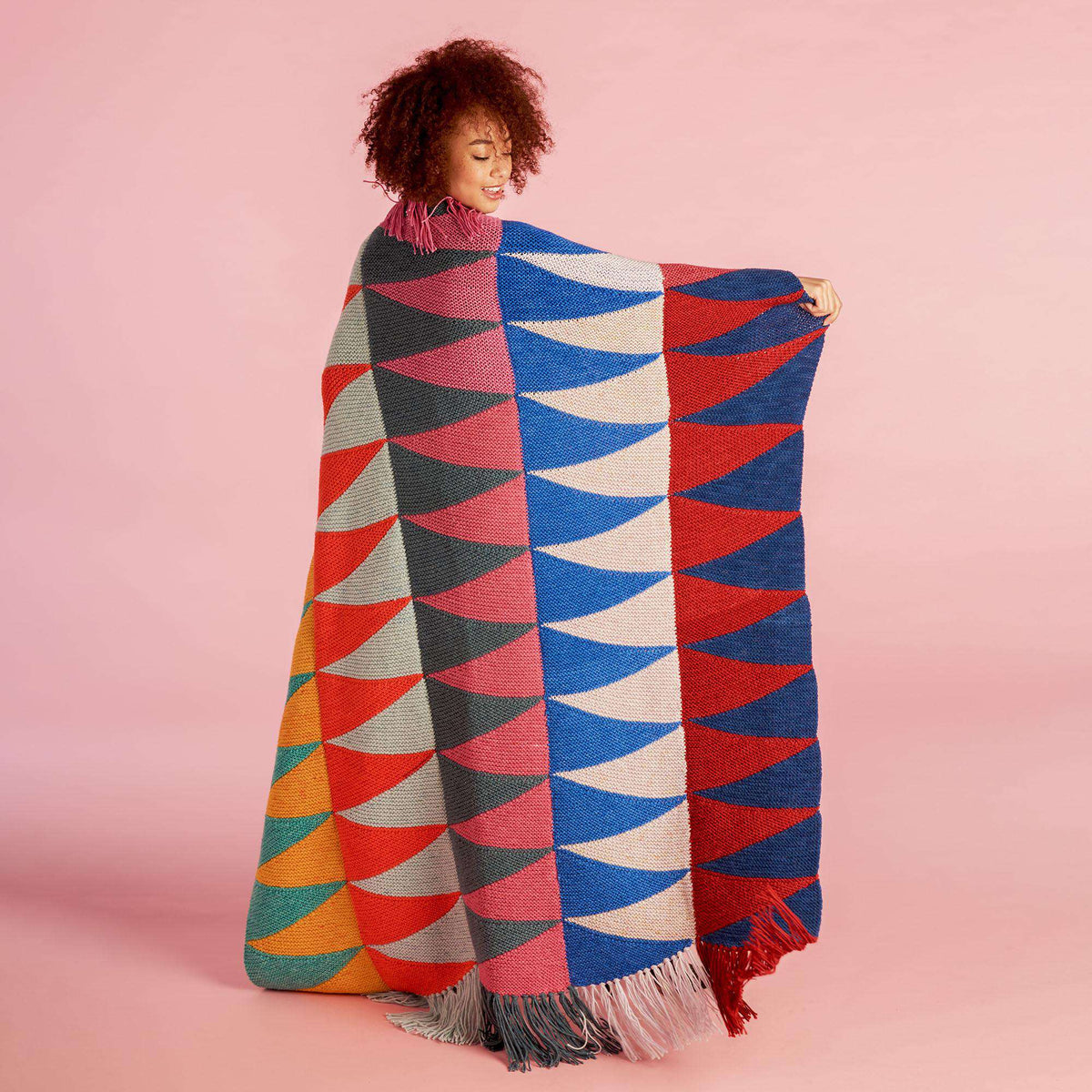 Knit Blanket made in Caron Big Donut O'Go yarn