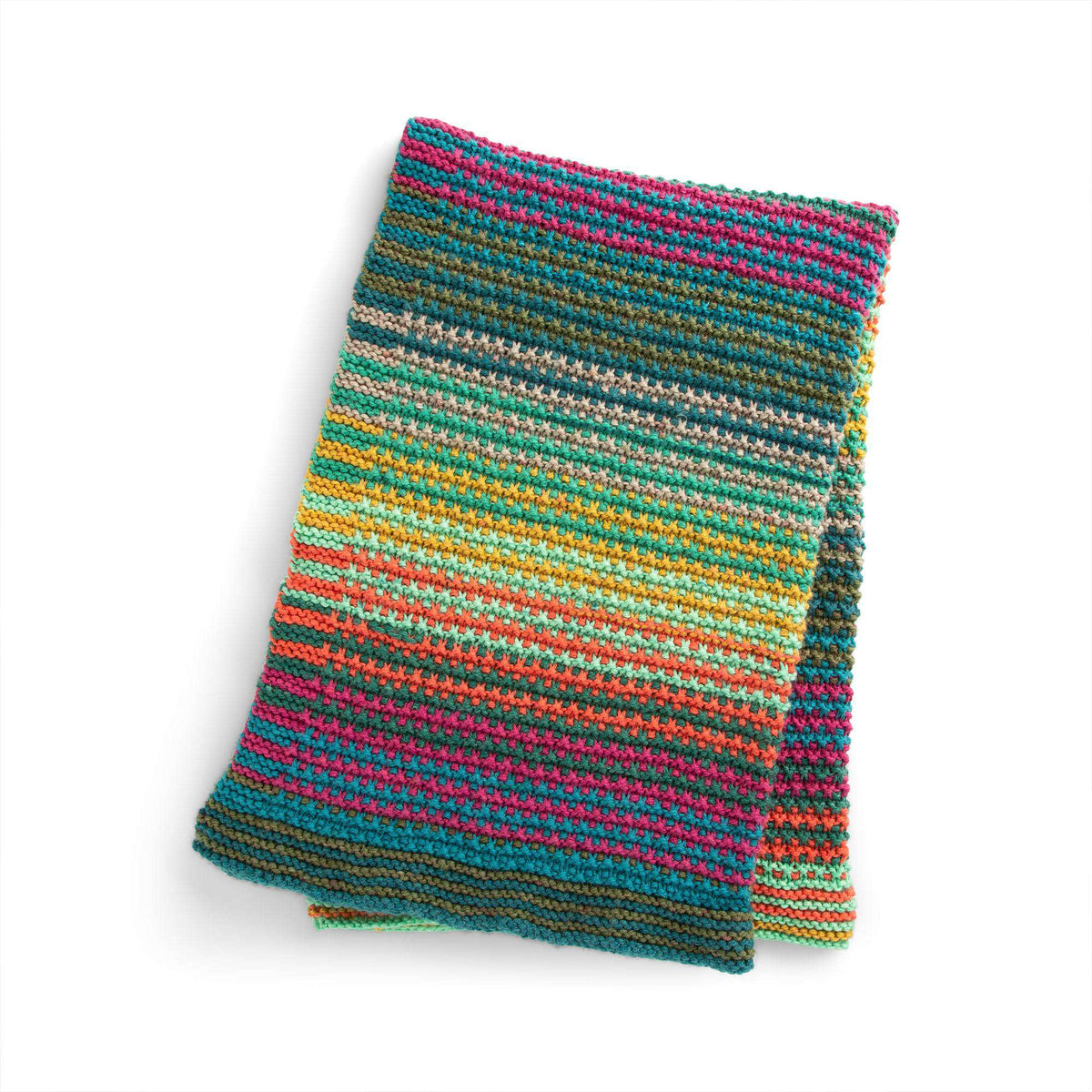 Knit Blanket made in Caron Anniversary Cakes yarn