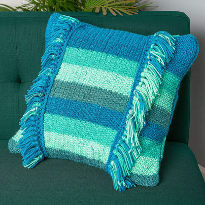 Caron Tasseled Fringe Knit Pillow Knit Pillow made in Caron Lava Cakes yarn