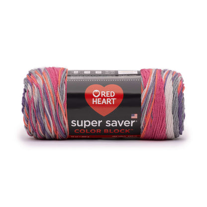 Red Heart Super Saver Color Block Yarn Frosted Honeysuckle