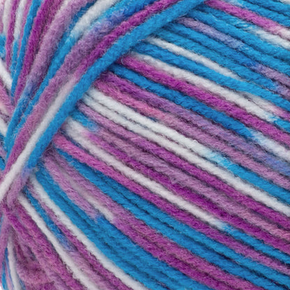Red Heart Comfort Yarn White/Turq/Violet Print