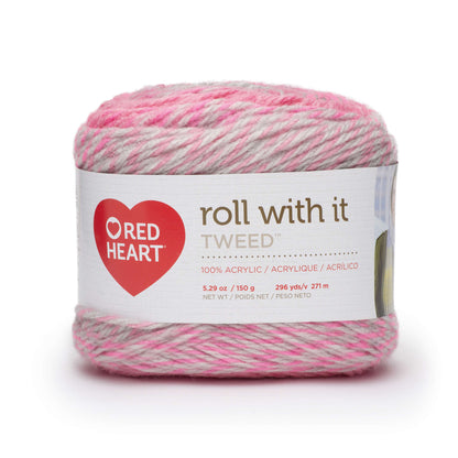 Red Heart Roll With It Tweed Yarn - Discontinued Shades Popular Pink