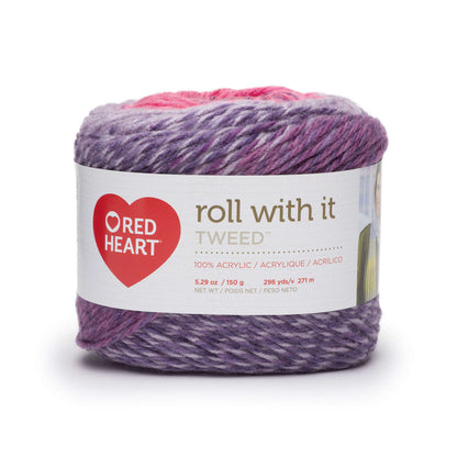 Red Heart Roll With It Tweed Yarn - Discontinued Shades Berry Blush