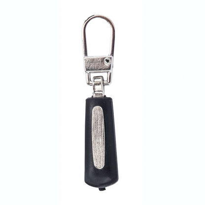 Coats & Clark Zipper Pulls Silver & Black Rubber