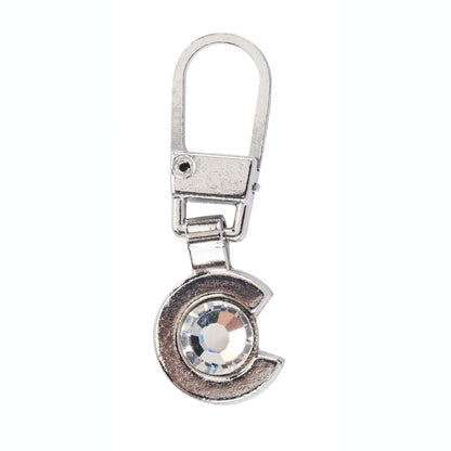 Coats & Clark Zipper Pulls Silver C with Stone