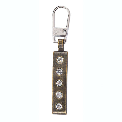 Coats & Clark Zipper Pulls Antique Brass 5 Stone Bar