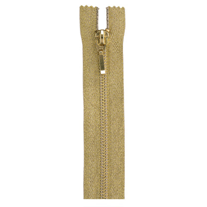 Coats & Clark Metallic Closed End Zippers - 9 inches Gold (Metallic)