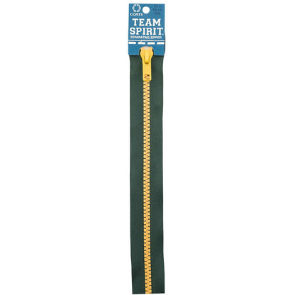 Coats & Clark Team Spirit Zippers - Clearance Items Green/Gold