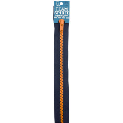 Coats & Clark Team Spirit Zippers - Clearance Items Navy/Orange
