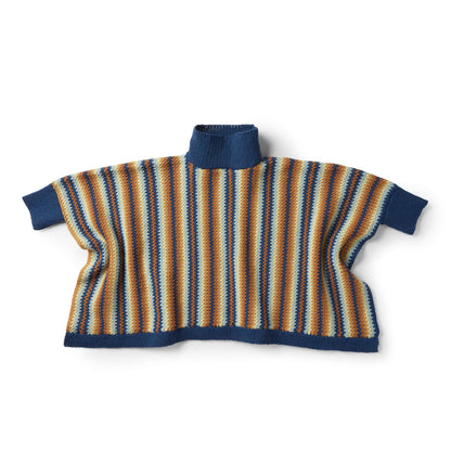 Patons Sand & Ocean Crochet Poncho Navy Yellow Stripes