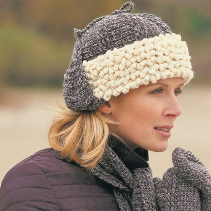 Patons Crochet Sheepskin Hat, Scarf & Mittens Single Size