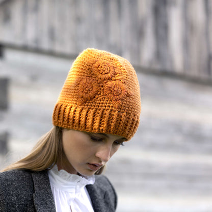 Patons Floral Chill Crochet Hat Single Size