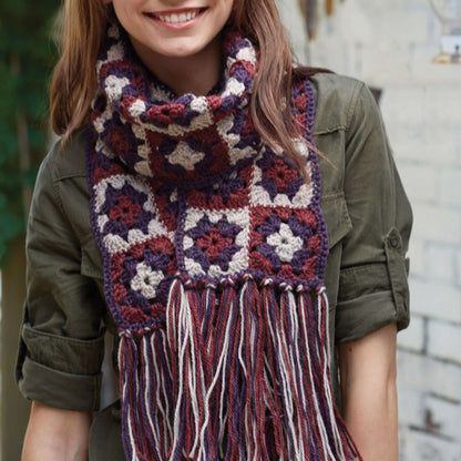 Patons Crochet Granny Square Scarf Single Size