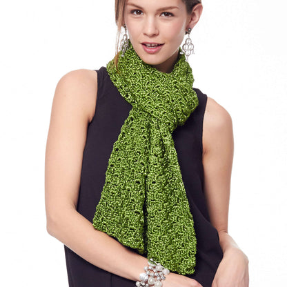 Patons Crochet On the Bias Scarf Crochet Scarf made in Patons Metallic yarn