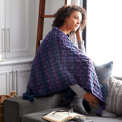 Patons Wrapped In Waves Crochet Blanket Shawl Single Size