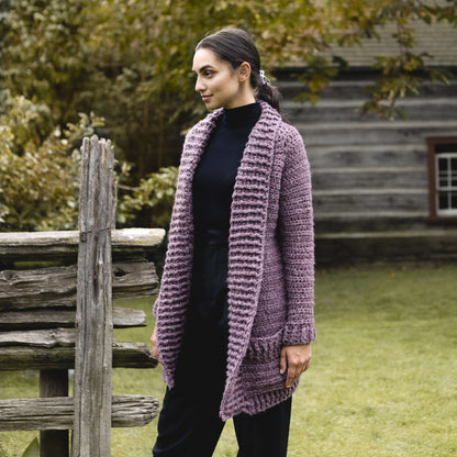 Patons Cozy Collar Crochet Cardigan XL