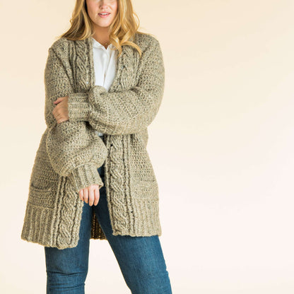 Patons Cozy Cabled Crochet Cardigan M